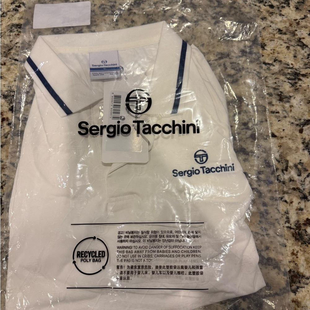Sergio Tacchini White Polo with Navy Trim